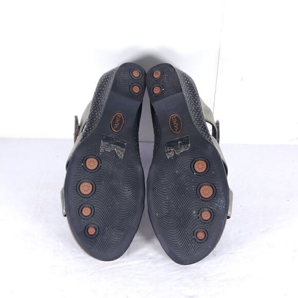 Taos Women's US8 Metallic Silver Leather Rhinestone Wedge Strappy Slide Sandals - Picture 11 of 16